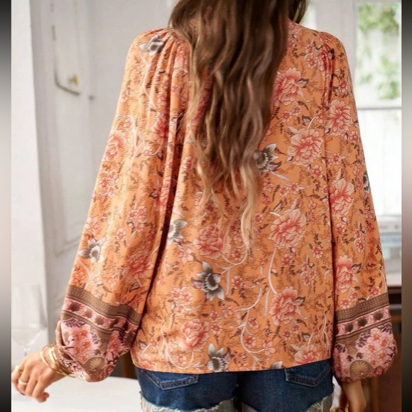 Boho Pink Floral Blouse - Picture 9 of 12